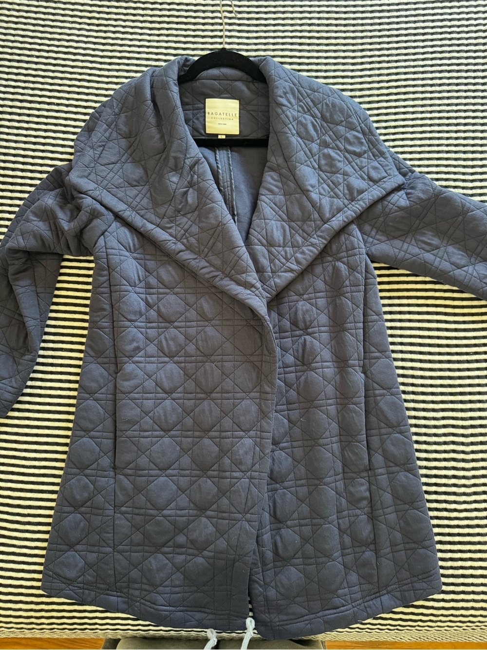 bagatelle Quilted Wrap Robe Jacket in Navy